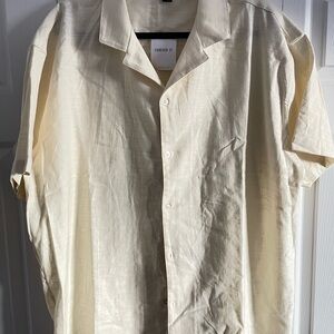 Forever 21 Men's Linen Cream Button Down Shirt